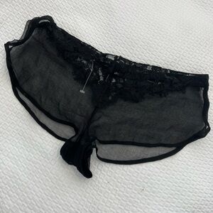 Kiki De Montparnasse Black Lace Trim Sheer Tap Short Panty